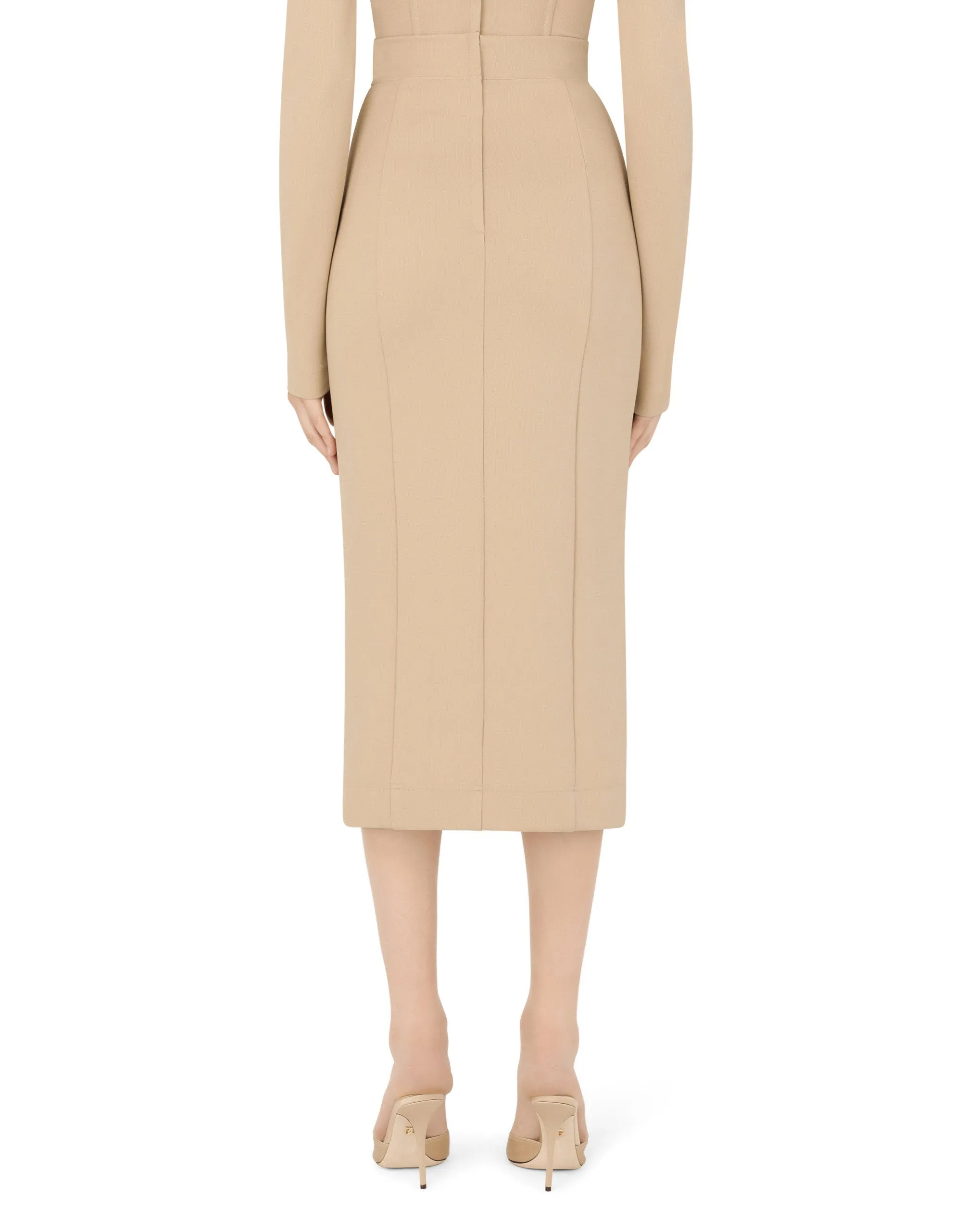Stretch jersey midi skirt