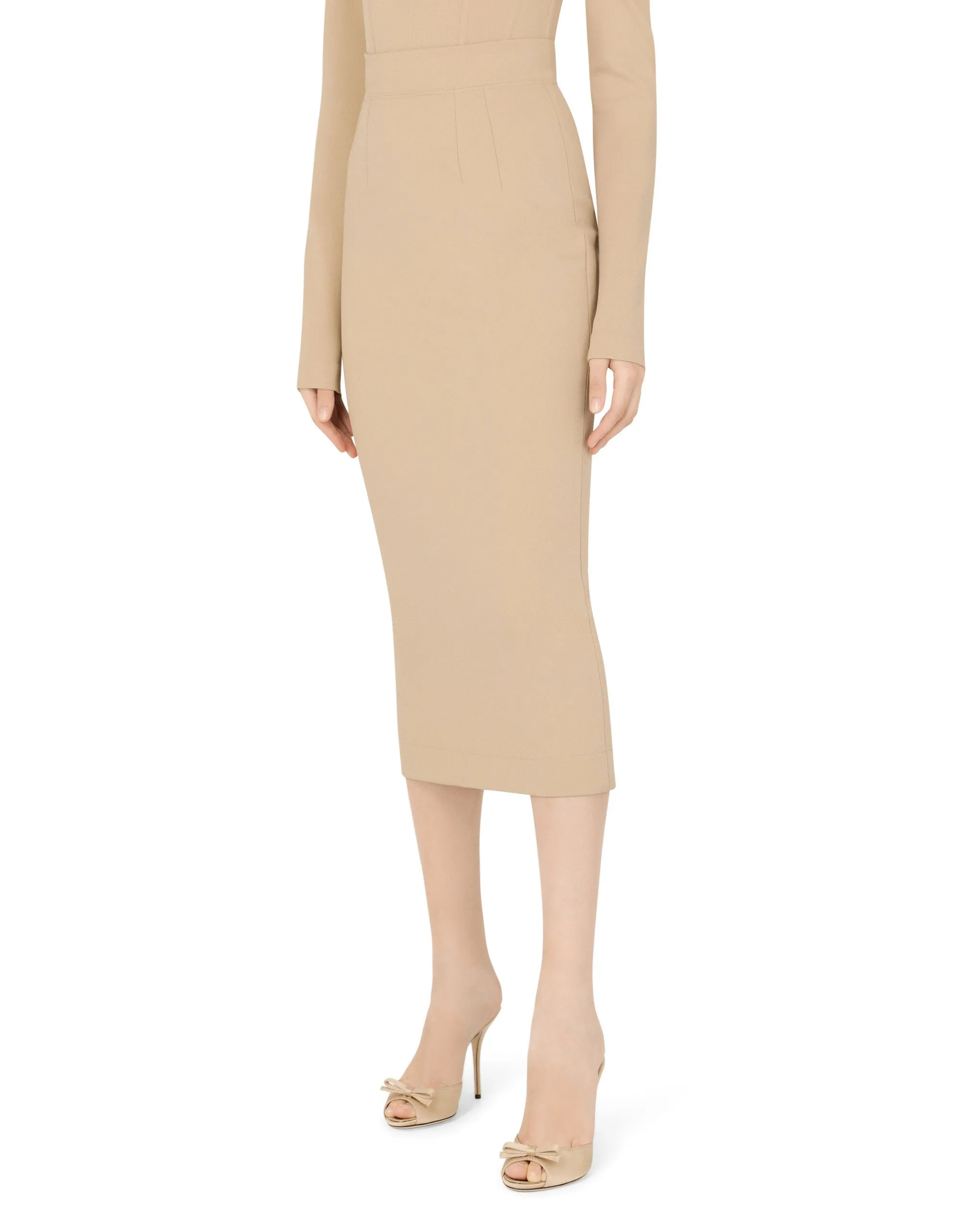 Stretch jersey midi skirt