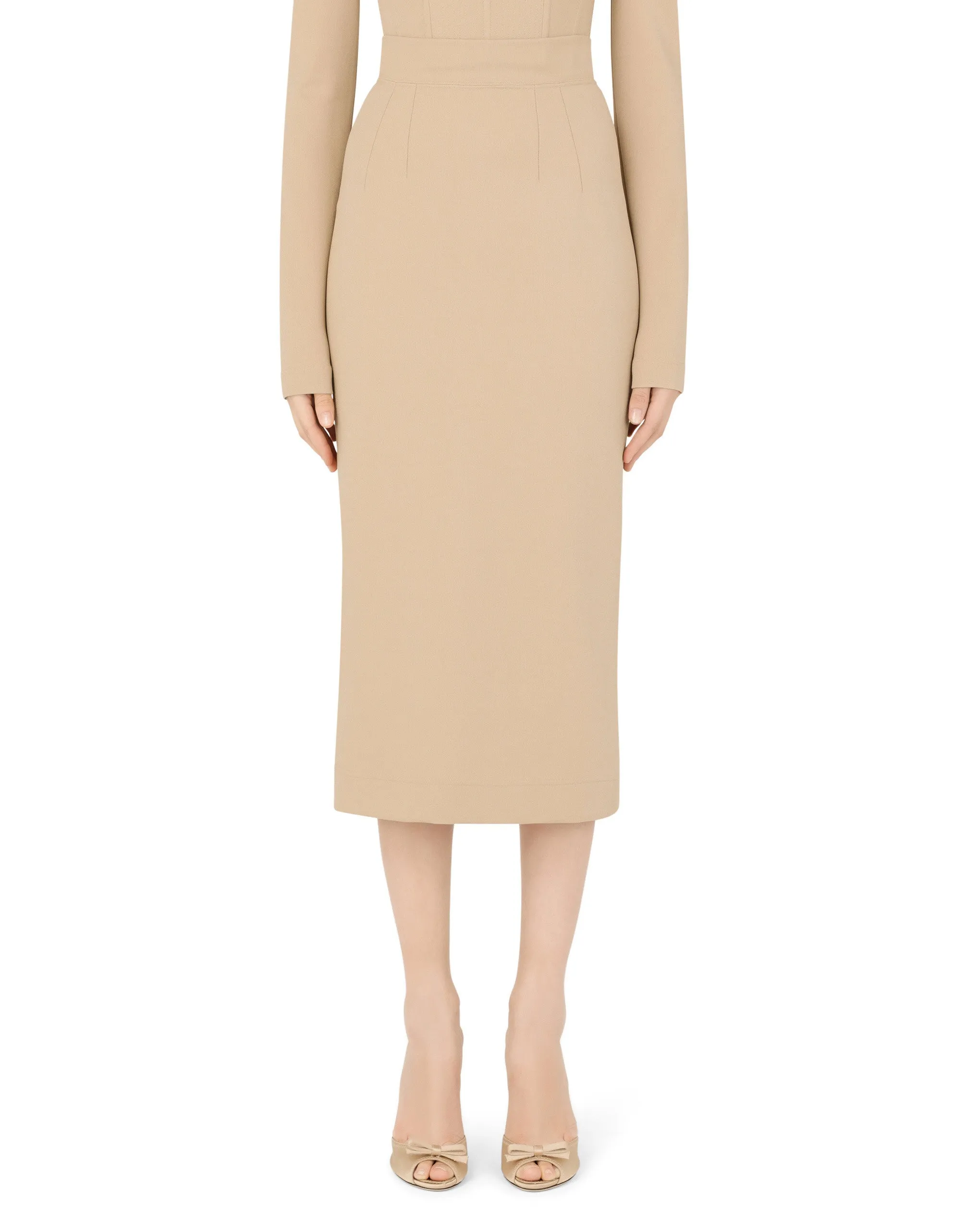 Stretch jersey midi skirt