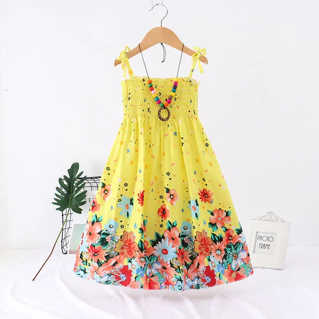 Summer Girls Floral Dress Sling Bohemian Beach Princess Dresses for Girl