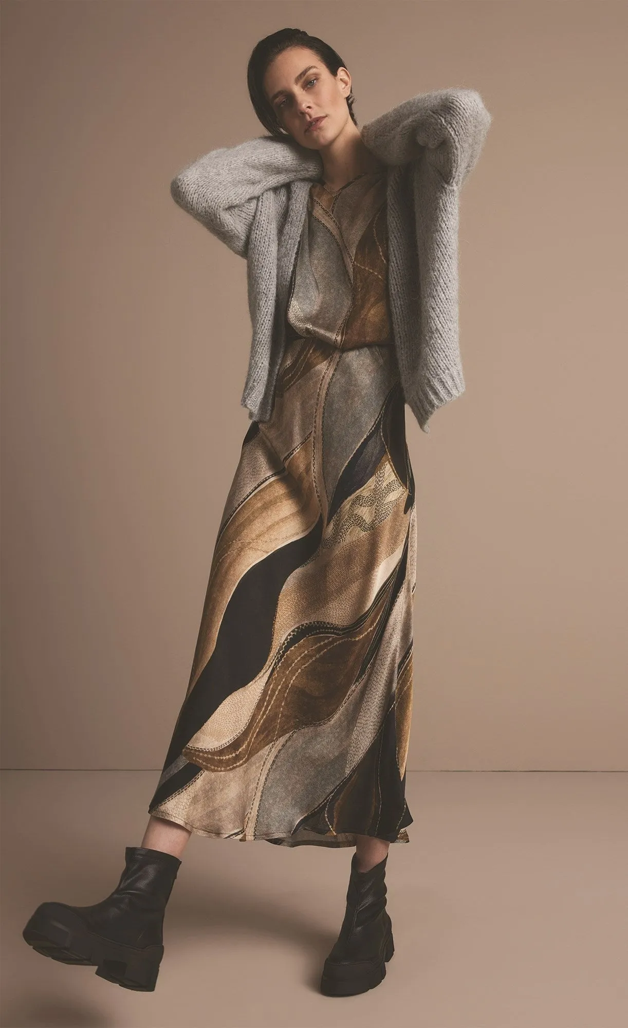 Summum Flowy Lines Organic Print Long Skirt