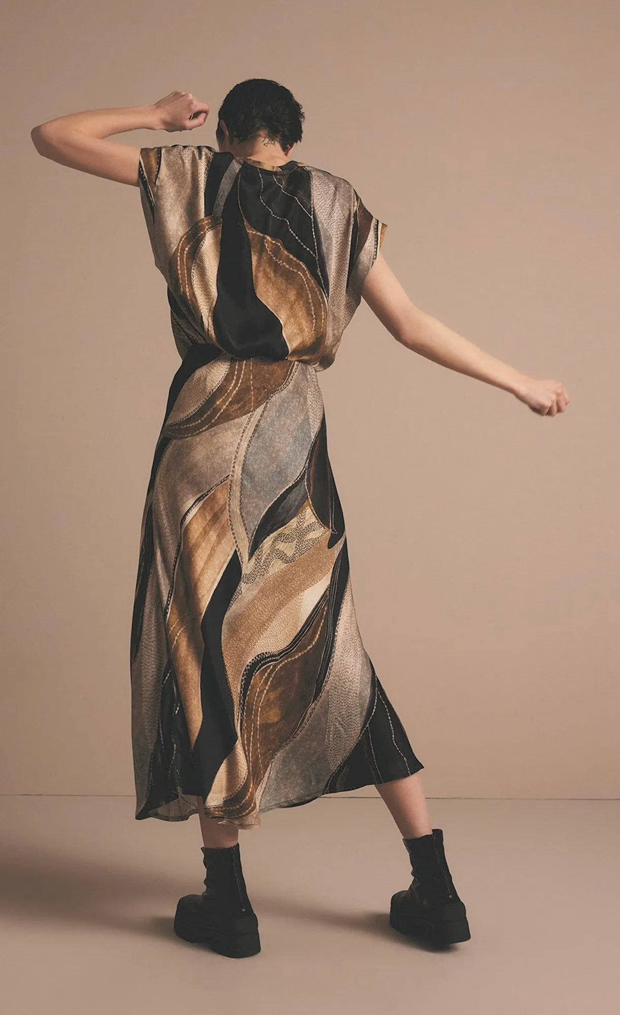 Summum Flowy Lines Organic Print Long Skirt