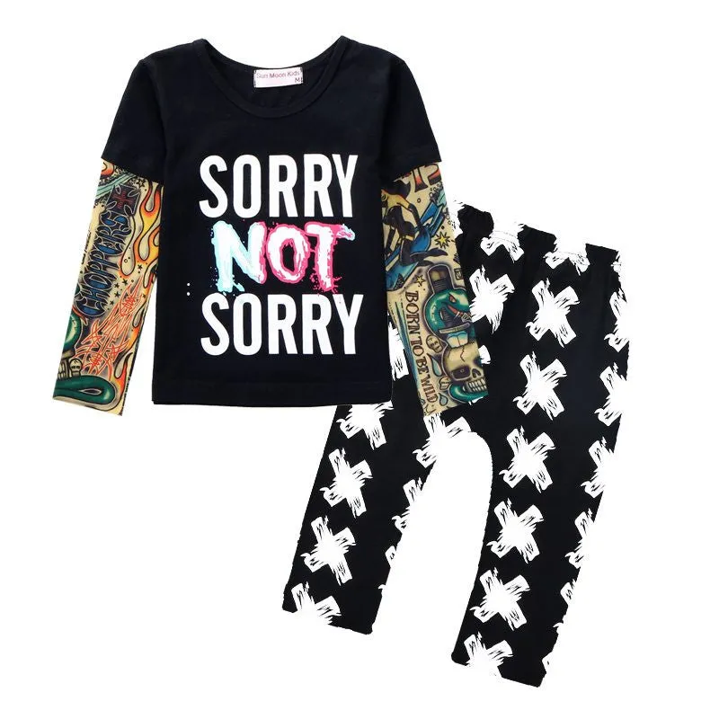 Sun Moon Kids born Baby Girl Clothes Casual Baby Clothing Sets T-Shirt   Pants Kids Autumn Outfits Baby Boy Clothes