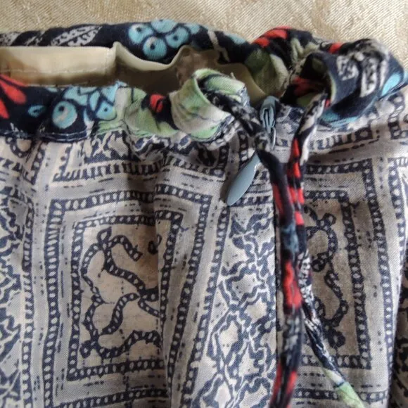 Sundance Blue &amp; Green Tiered Peasant Batik Print Maxi Skirt 14