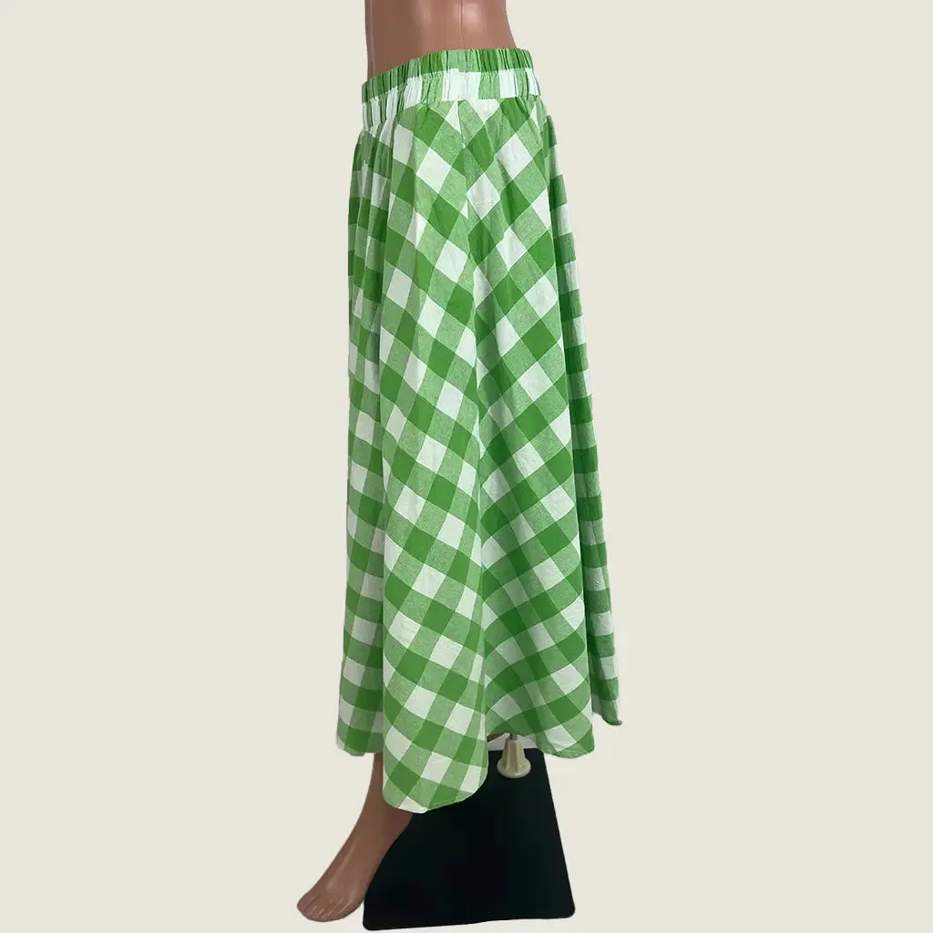 Sunny Girl Checkered Maxi Circle Skirt