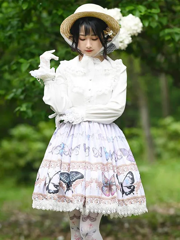 Sweet Lolita SK Lace As Image Butterfly Pattern Lolita Skirts
