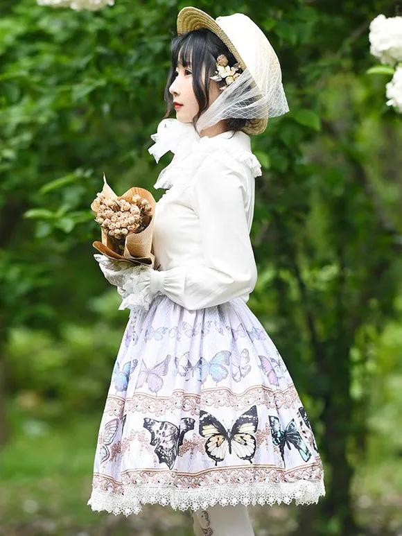 Sweet Lolita SK Lace As Image Butterfly Pattern Lolita Skirts