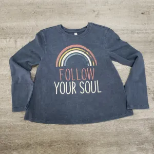 Sweet Soul Clothing Follow Your Soul Long Sleeve Tee - Dusty Blue