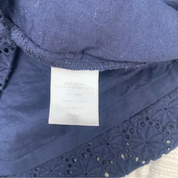 Talbots Floral Embroidered Lace Cotton Pencil Skirt Sz 4 Navy Grosgrain Ribbon