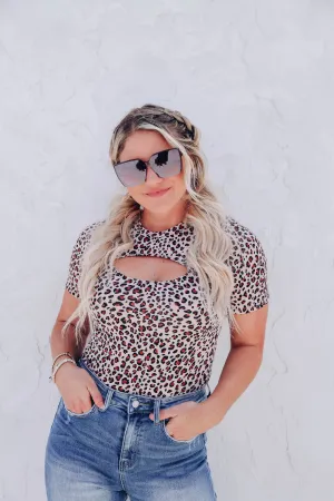 Tamara Cutout Leopard Print Bodysuit