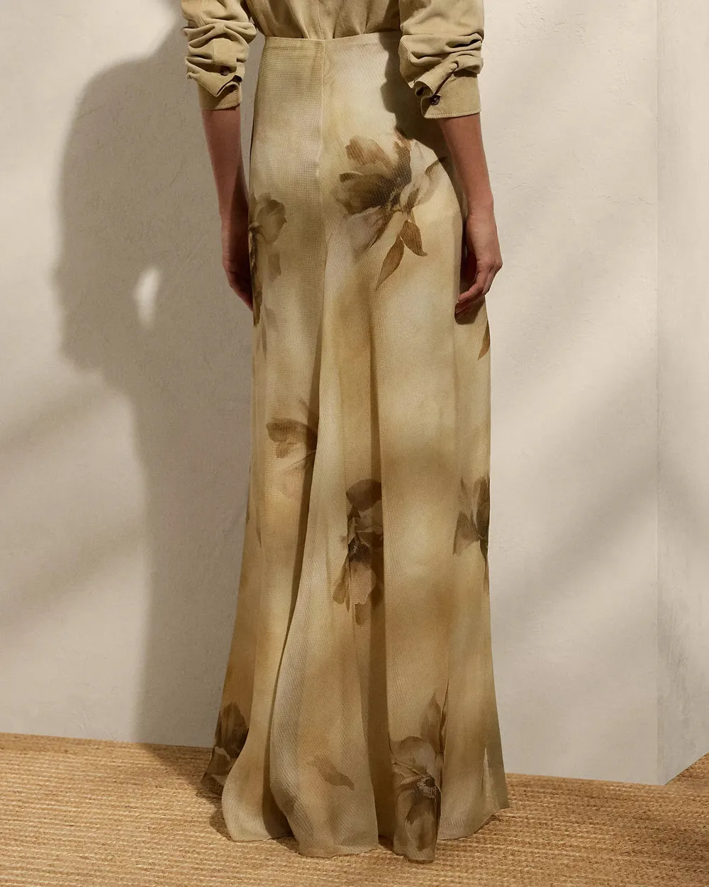 Tan Floral Odera Maxi Skirt