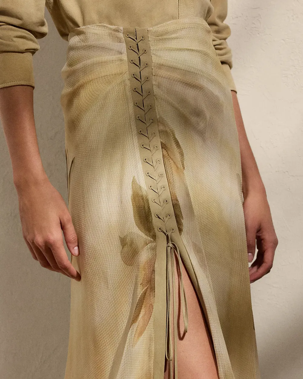 Tan Floral Odera Maxi Skirt