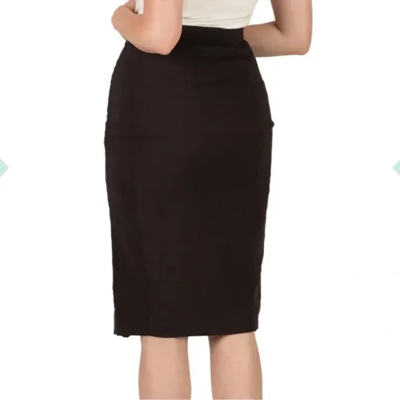 Tatyana Pencil Skirt with Button Detail, Black, 4X, NWT