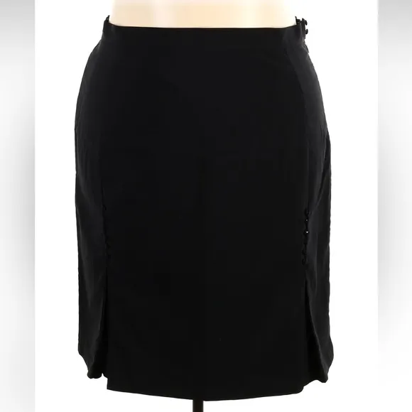 Tatyana Pencil Skirt with Button Detail, Black, 4X, NWT