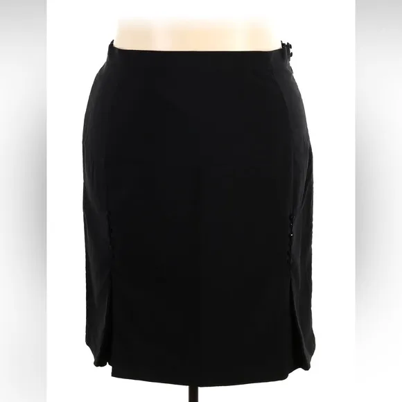 Tatyana Pencil Skirt with Button Detail, Black, 4X, NWT
