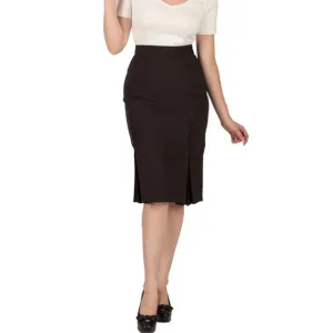 Tatyana Pencil Skirt with Button Detail, Black, 4X, NWT