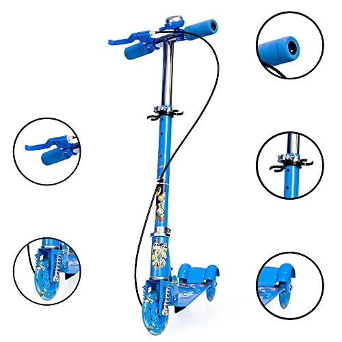 Tazomi Kids Road Runner Scooter, Skating Ride on, Scratch Free with 4 Adjustable Level Handlebar & Foldable Design Scooter for Kids Above 3 Years (Break Blue)