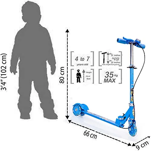 Tazomi Kids Road Runner Scooter, Skating Ride on, Scratch Free with 4 Adjustable Level Handlebar & Foldable Design Scooter for Kids Above 3 Years (Break Blue)