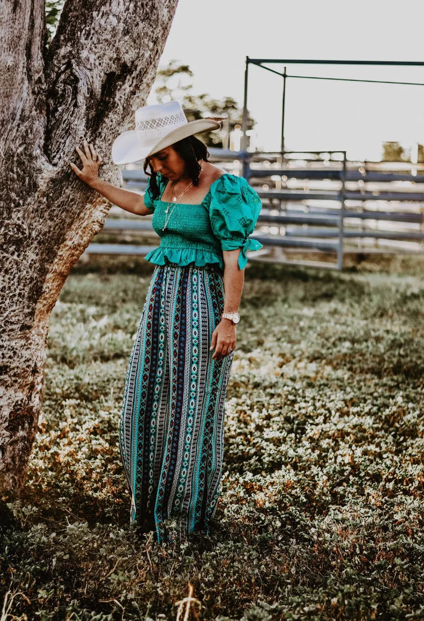 Teal Eyelet Crop