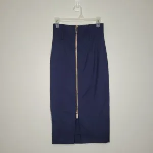 Ted Baker London Navy blue Kaara Pencil Skirt Rose Gold Front Zipper size 1, 2-4