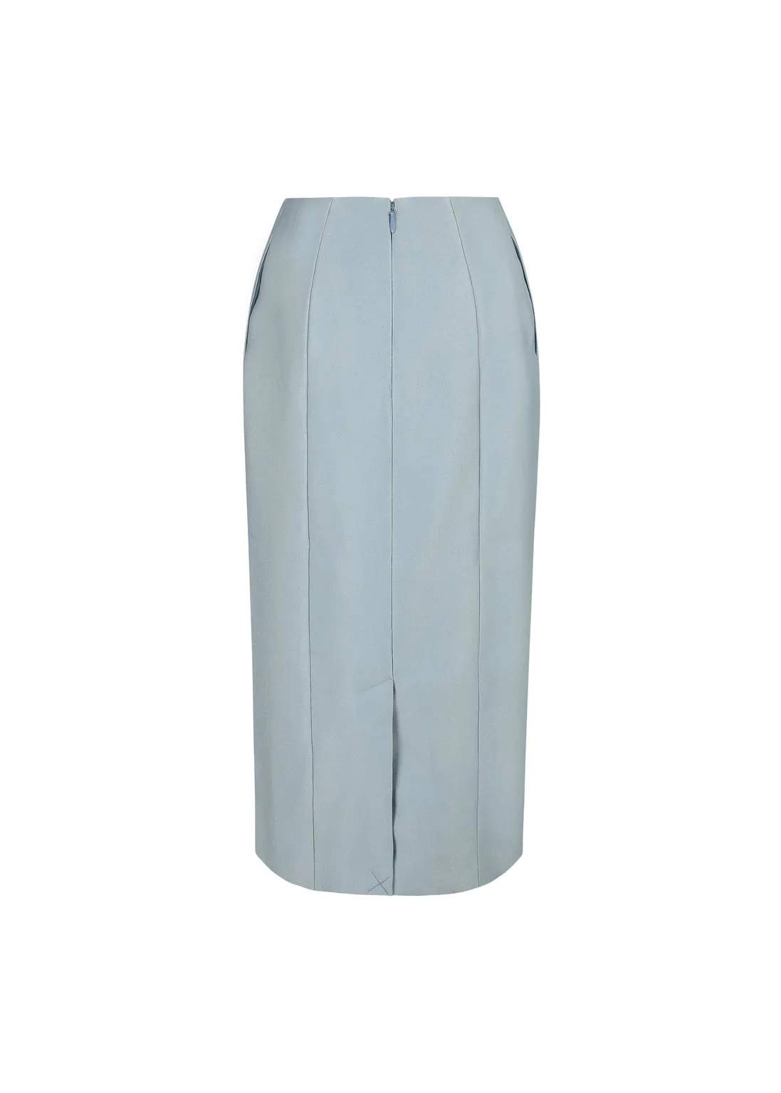 The Tulip Midi Skirt in Dusty Blue