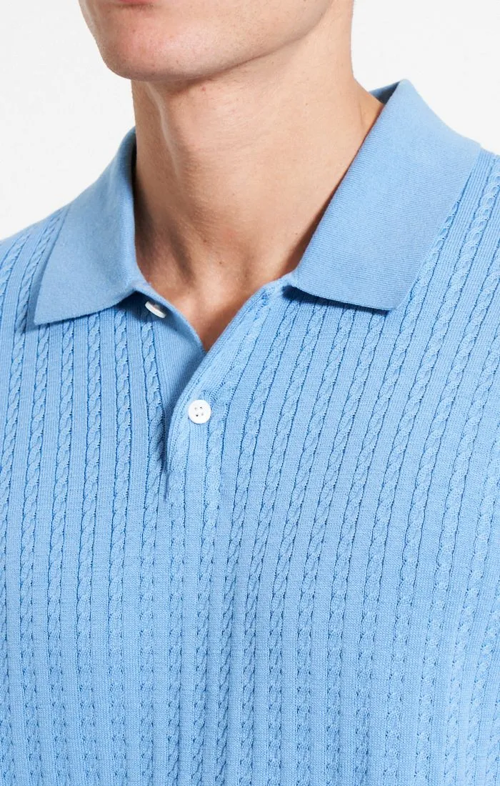Theory Cable Knit Polo- Powder Blue
