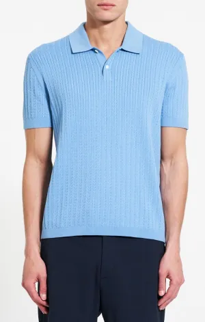 Theory Cable Knit Polo- Powder Blue