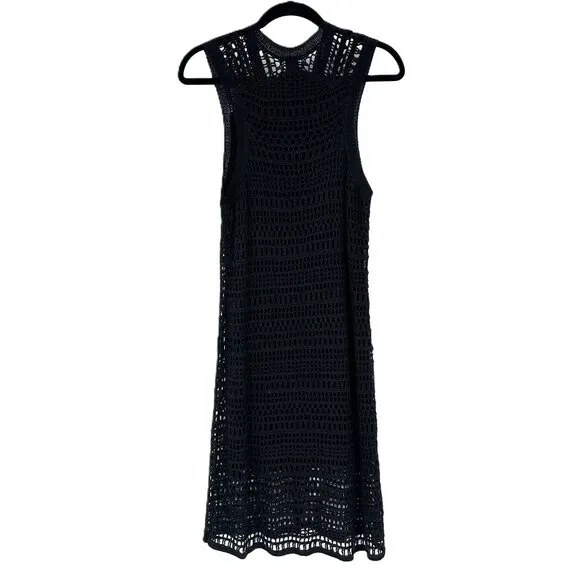 Theory Nirlee Sag Harbor Crochet Open Knit Dress Black Small