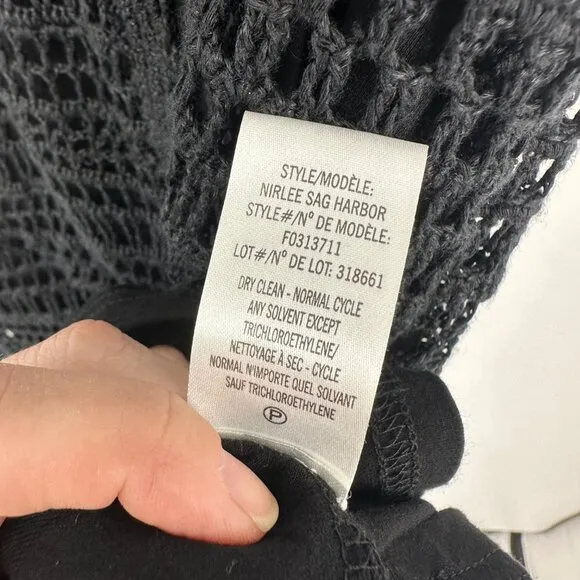 Theory Nirlee Sag Harbor Crochet Open Knit Dress Black Small