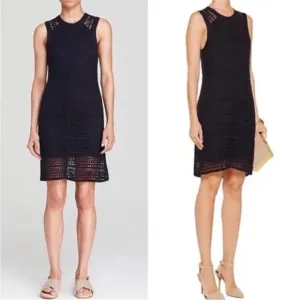 Theory Nirlee Sag Harbor Crochet Open Knit Dress Black Small