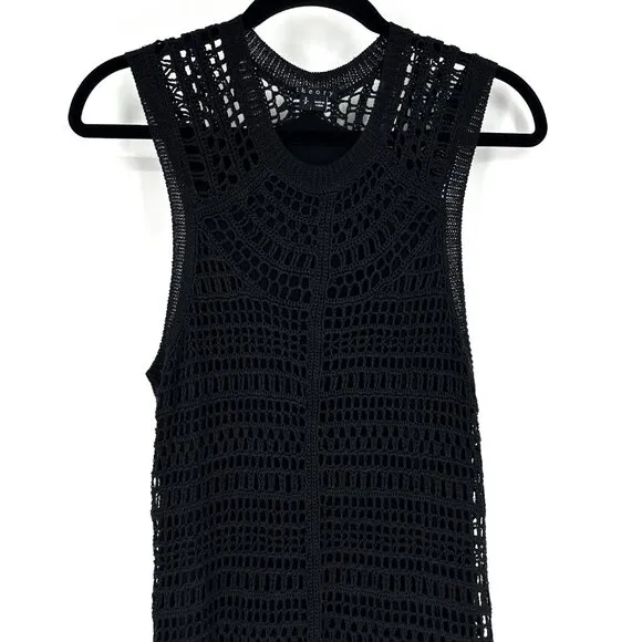 Theory Nirlee Sag Harbor Crochet Open Knit Dress Black Small