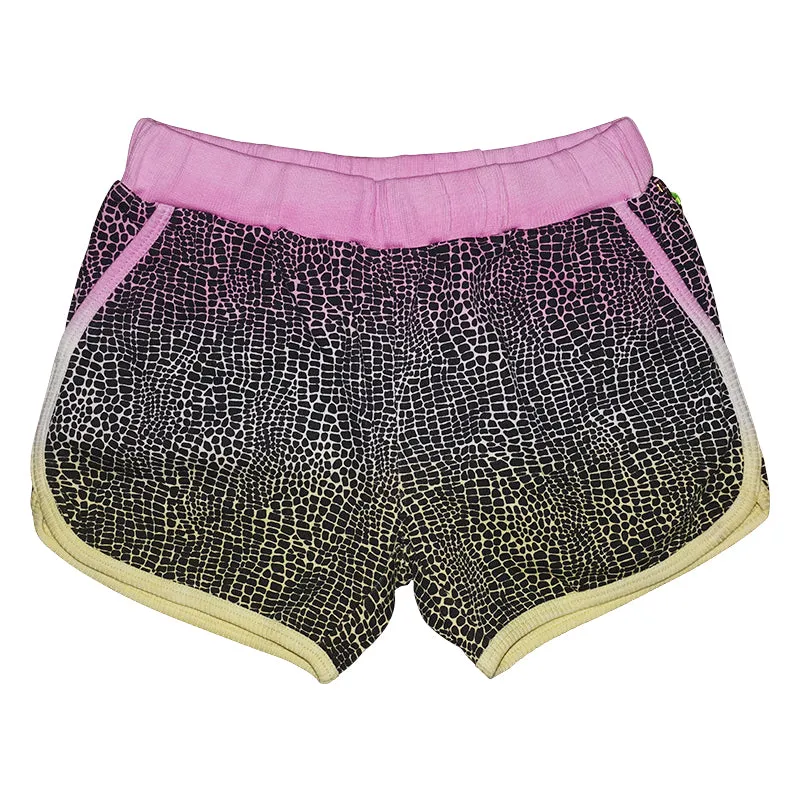 Tie Dye Alligator Print Running Short in Lilac