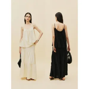 Tiered Embroidered Maxi Skirt