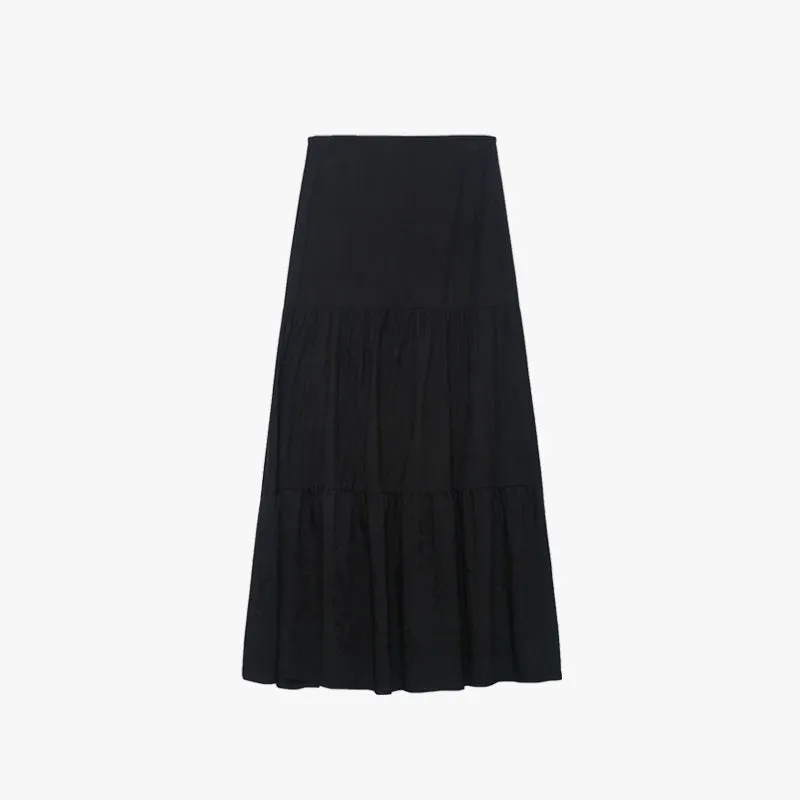 Tiered Embroidered Maxi Skirt