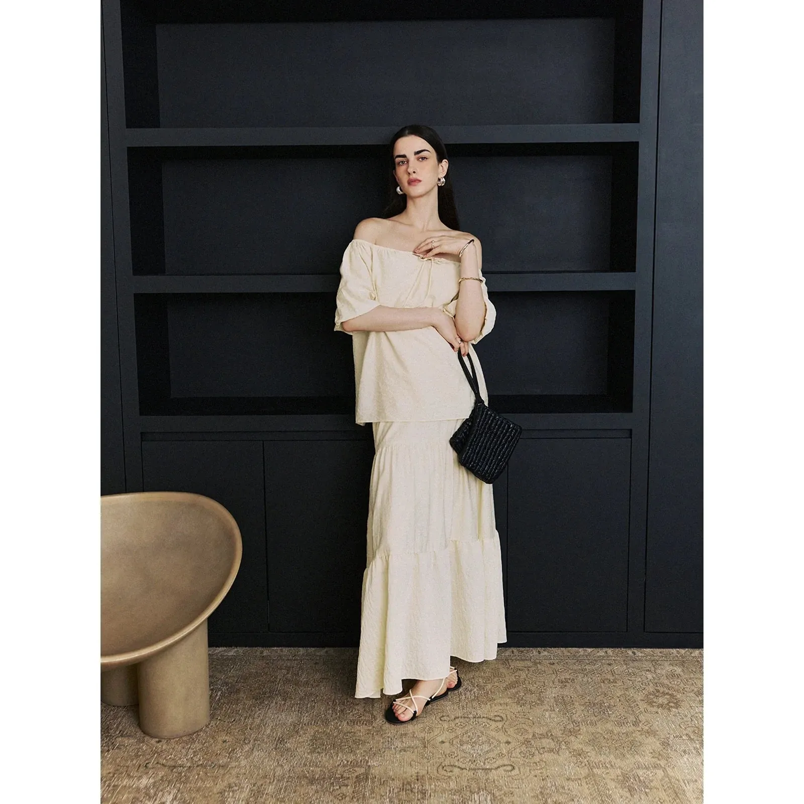 Tiered Embroidered Maxi Skirt