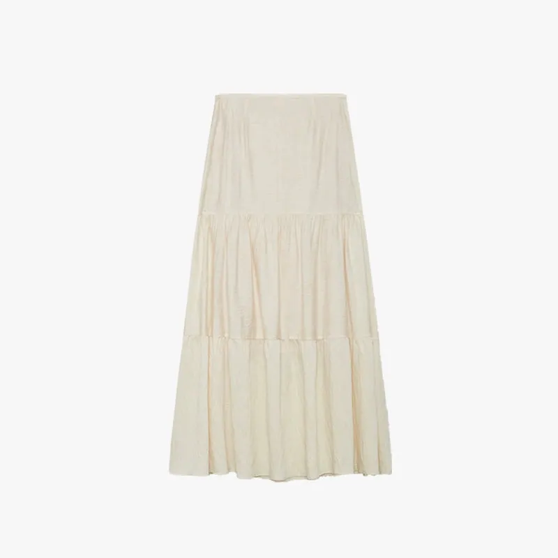 Tiered Embroidered Maxi Skirt
