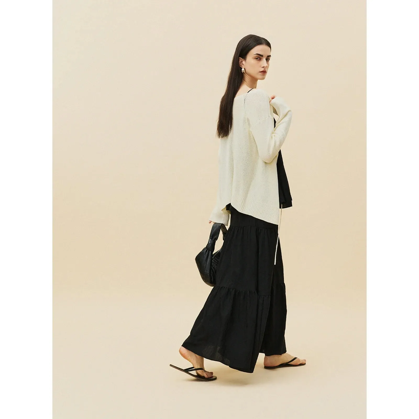 Tiered Embroidered Maxi Skirt