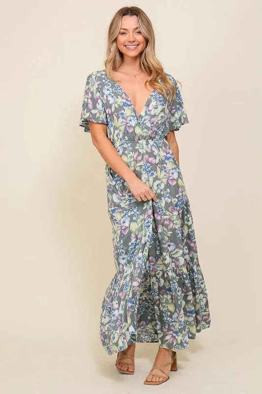 TIMING Junior's Arya Flora Maxi Dress