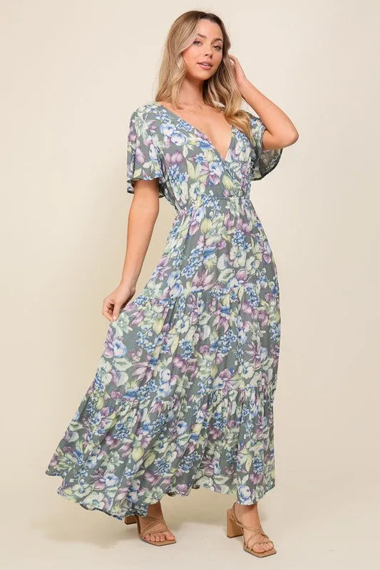 TIMING Junior's Arya Flora Maxi Dress