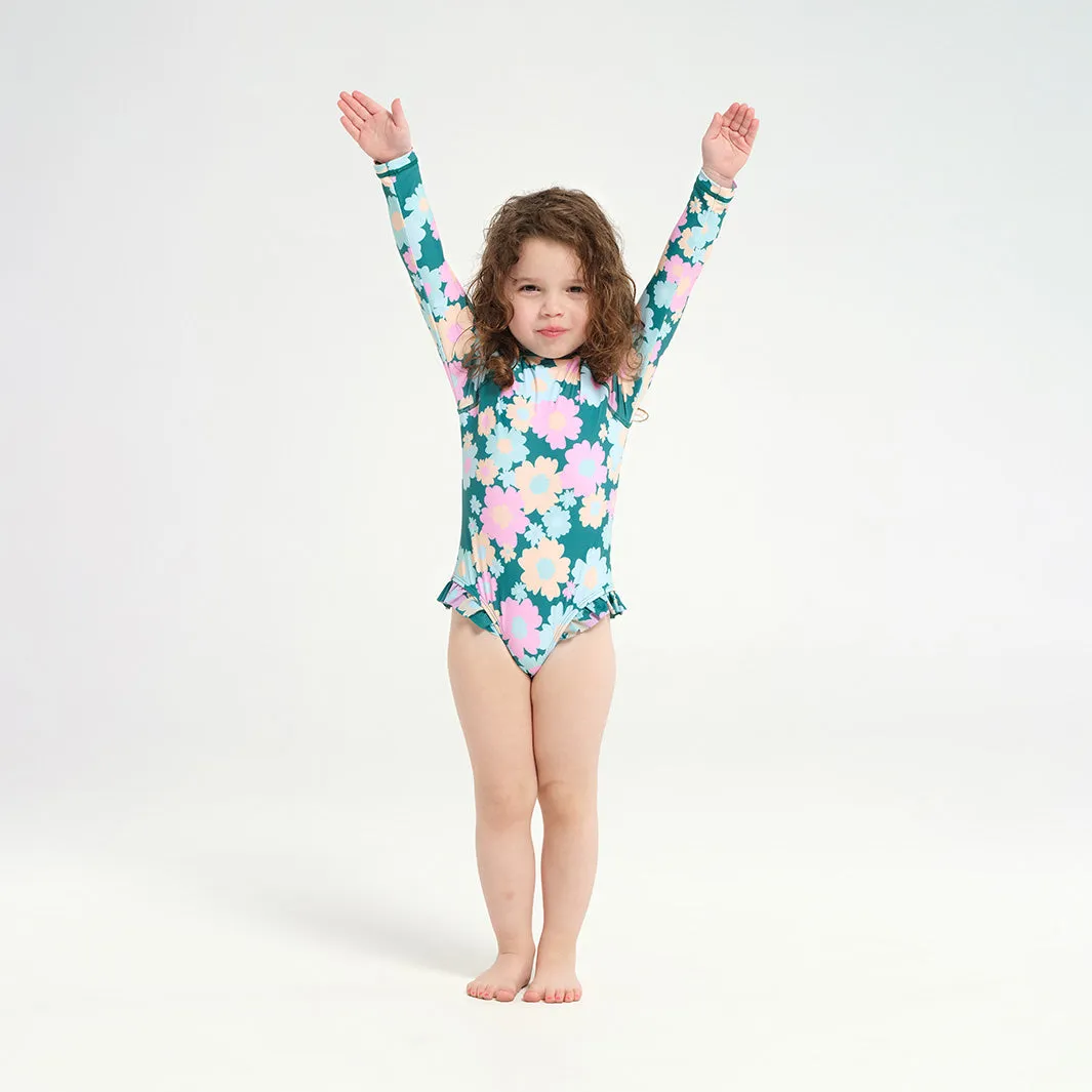 Toddler 60s Floral LS Paddle Suit