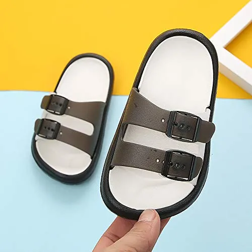 Toddler Boy Girl Sandals Non-Slip Lightweight Shower Pool Summer Slippers（Black）
