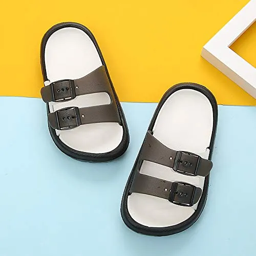 Toddler Boy Girl Sandals Non-Slip Lightweight Shower Pool Summer Slippers（Black）