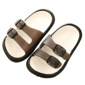 Toddler Boy Girl Sandals Non-Slip Lightweight Shower Pool Summer Slippers（Black）