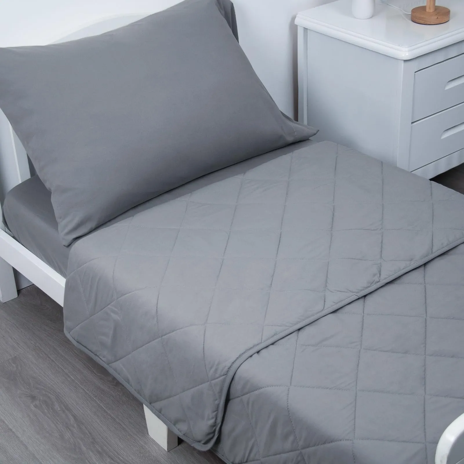 Toddler Comforter Set for Kids Grey Solid Color Casual Unisex 4