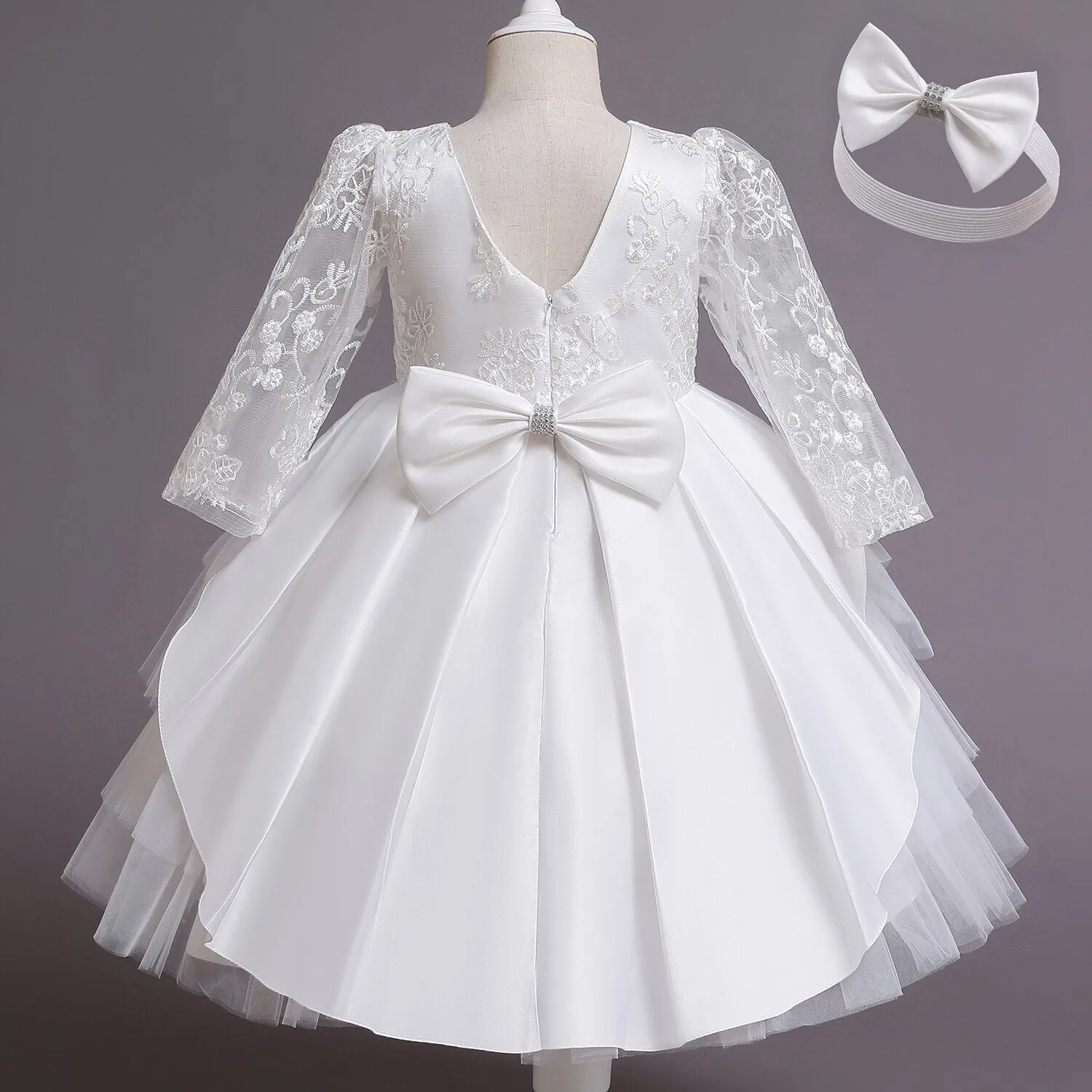 Toddler Girls White Weddings Party Princess Dresses Elegant Kids