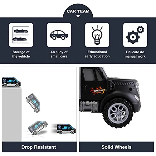 Toddler Toys for 3-4 Year Old Boys,Large Transport Cars Carrier Set Truck Toys with 12 Die-cast Vehicles Truck Toys Cars,Ideal Gift Toys for Kids Age 3-7
