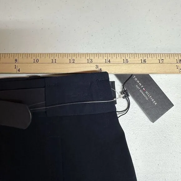Tommy Hilfiger Pencil Skirt 2 Twill Below Knee Navy Blue Belted Classic Stretch