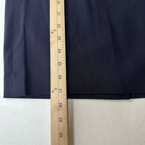 Tommy Hilfiger Pencil Skirt 2 Twill Below Knee Navy Blue Belted Classic Stretch