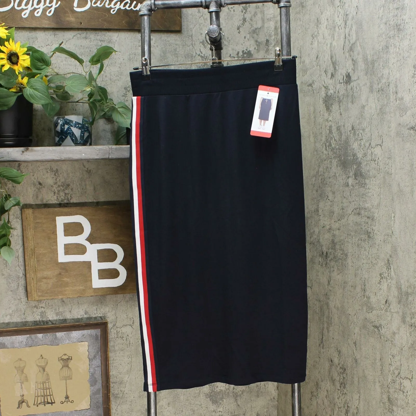 Tommy Hilfiger Women's Side Stripe French Terry Midi Skirt
