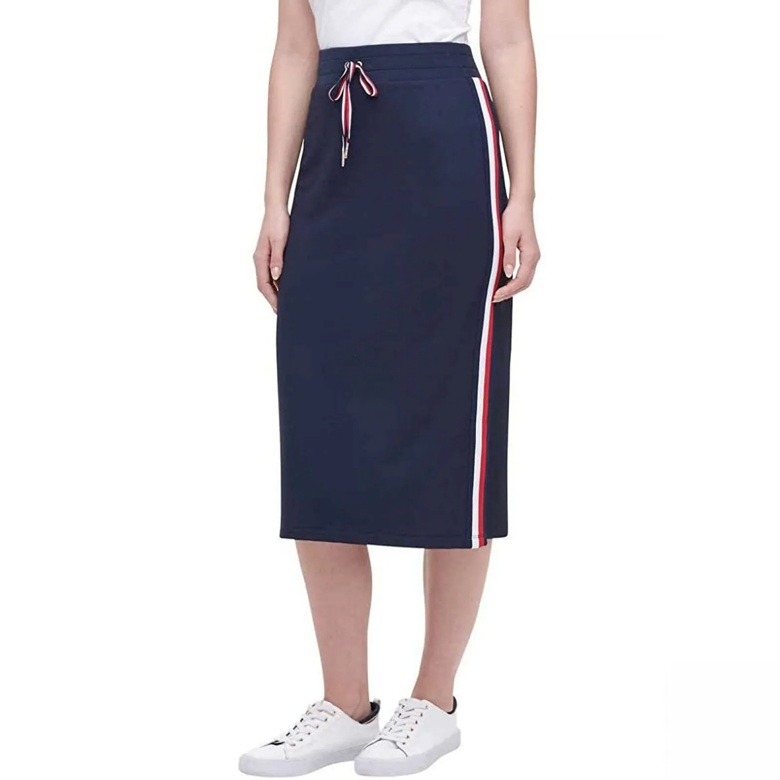 Tommy Hilfiger Women's Side Stripe French Terry Midi Skirt